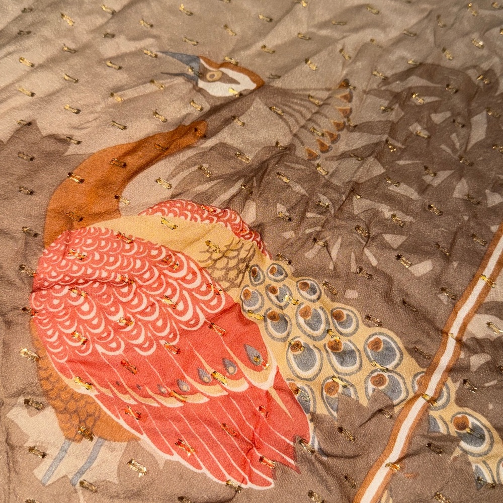 Jean Paton Elegant Peacock Print Scarf - Picture 4 of 6